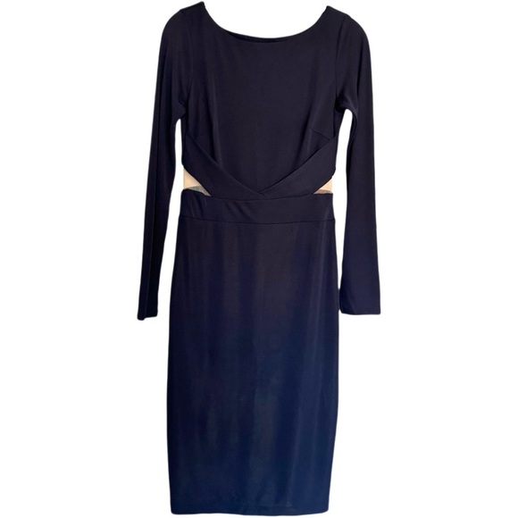Bailey 44 Black Long Sleeve Cutout sheer Sheath Evening Dress Size Small - Picture 1 of 15